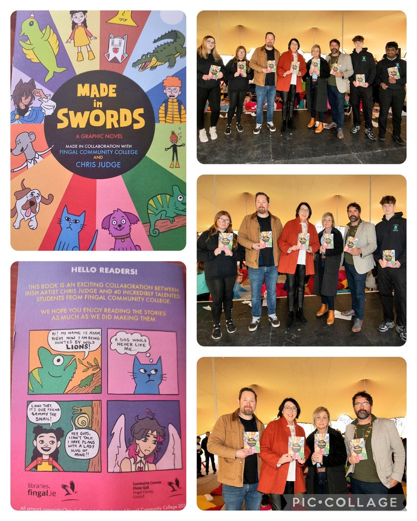 siobhanartlynch's tweet image. @FingalCC @ddletb @MartinaDonnell6 @jctVisualArt Students with the Mayor of Fingal @brianmcdonagh at the launch of their graphic novel Made In Swords. A collaboration with Artist Chris Judge &amp;amp; @fingallibraries. #Readingtolearn @shanehegarty @fingalarts @FightingWordsIE