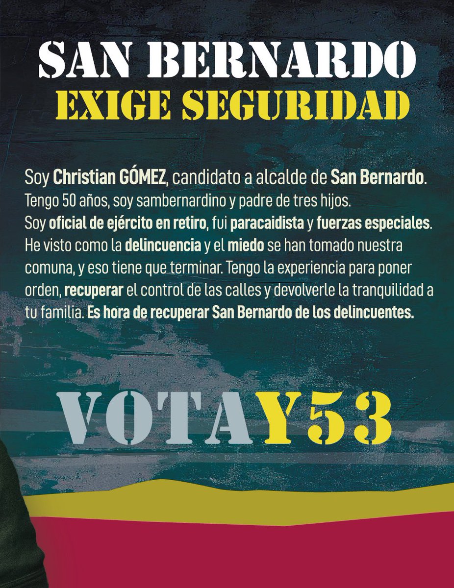 elalcaldegomez's tweet photo. SAN BERNARDO EXIGE SEGURIDAD🇨🇱💪🏼🫡 https://t.co/m6QY7aaktX