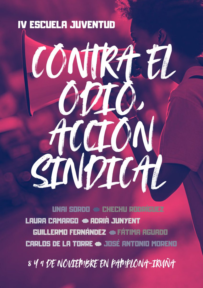 JovenesCCOONa's tweet photo. 📚 IV Escuela de Formación de @JovenesCCOO en Navarra ‼️
Los próximos 8 y 9 de noviembre en Pamplona hablaremos sobre cómo hacer frente a la ultraderecha desde la acción sindical.
Apúntate ya en el siguiente enlace 👇🏽
https://t.co/4dOkmqAA1i https://t.co/CrVI4QII0Q