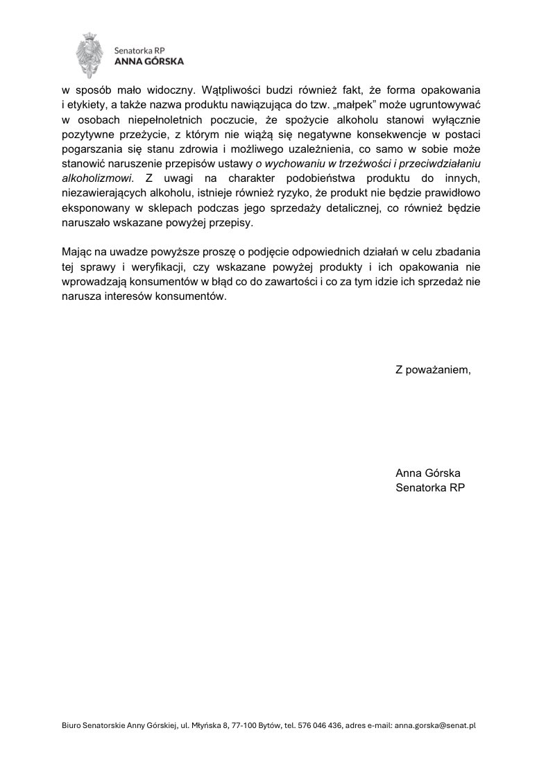 Alko-tubki wymagają kontroli i reakcji. Zaczynam od interwencji do <a href="/UOKiKgovPL/">UOKiK</a>