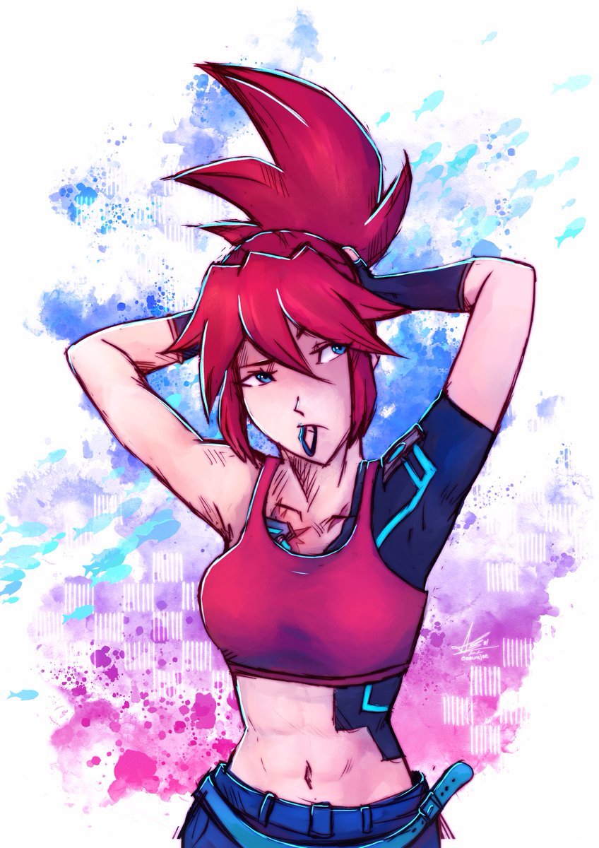 azurajae's tweet photo. Gearing up for some training, Korsica? 💪

#HiFiRush #fanart https://t.co/Y0EdbfPPry