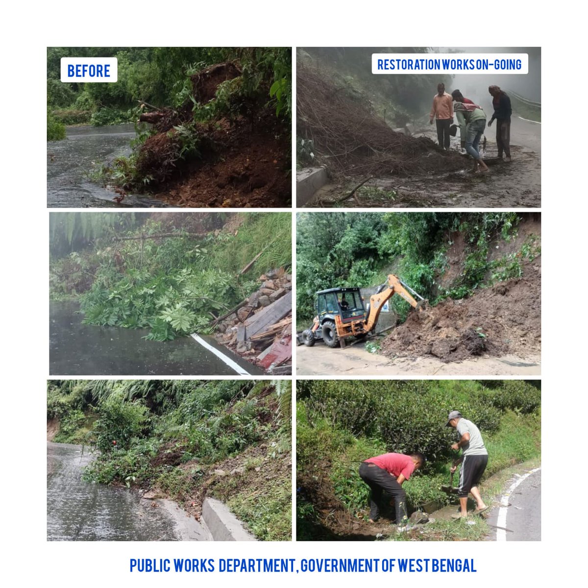 মাননীয়া মুখ্যমন্ত্রী মমতা বন্দ্যোপাধ্যায়ের নির্দেশে, পশ্চিমবঙ্গ সরকারের পূর্ত বিভাগের পক্ষ থেকে দার্জিলিং জেলায় ধ্বসে বিধ্বস্ত গারিধুরা-মিরিক-সীমানা বস্তি রাস্তাটির ক্ষতিগ্রস্ত অংশের সংস্কারের কাজ চলছে এবং বর্তমানে এই রাস্তা যানবাহন চলাচলের যোগ্য। <a href="/egiye_bangla/">Egiye Bangla</a>