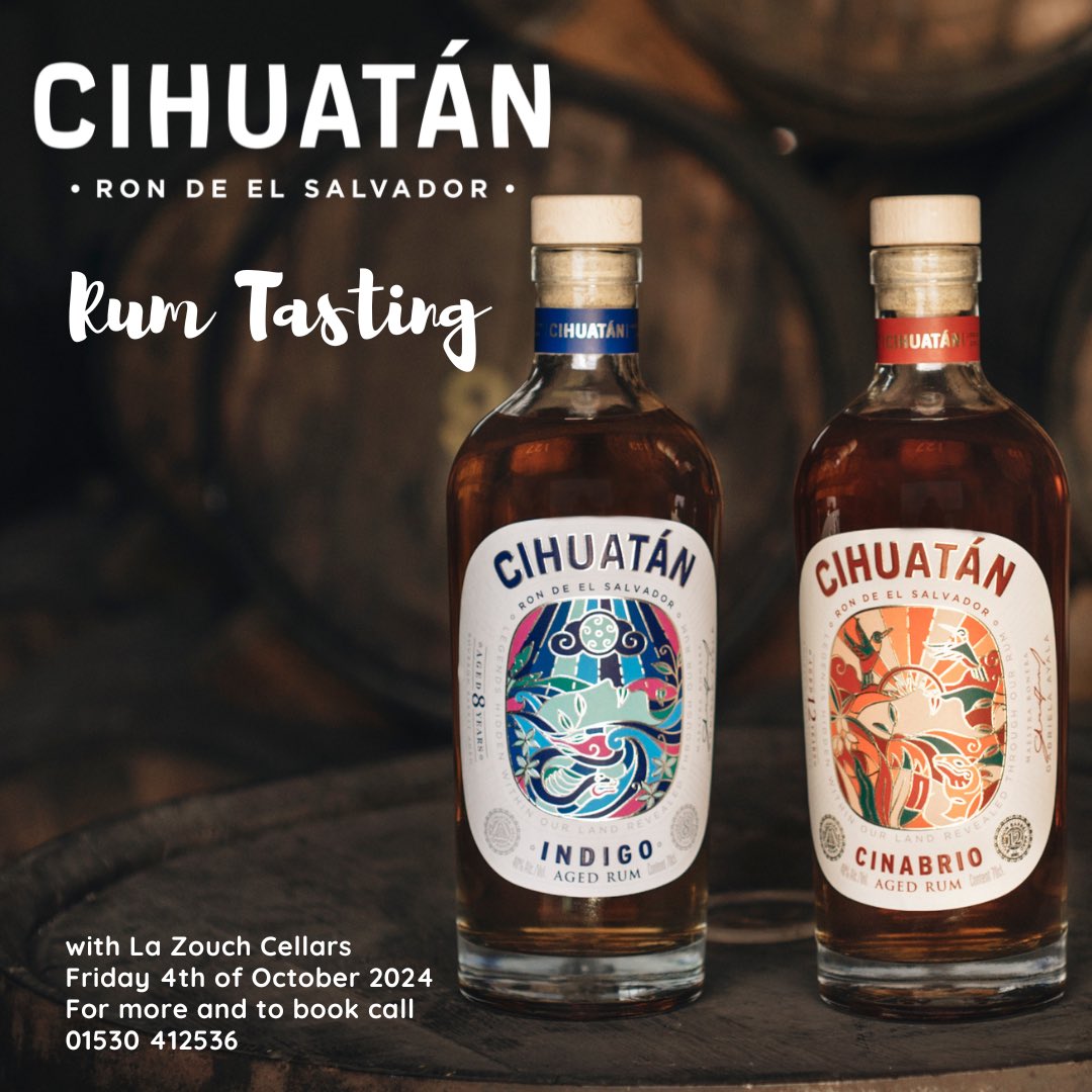 HighfernLtd's tweet photo. Join us for a Cihuatán Rum tasting on Friday with La Zouch Cellars. For more info and to book please call 01530 412536.
@RonCihuatan @CellarsLaZouch #rum #rumtasting #ElSalvador #ashbydelazouch https://t.co/uvoxeL2i1I