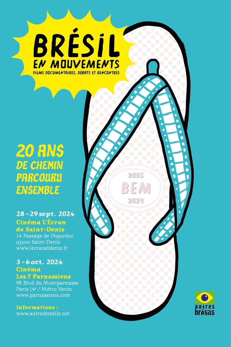 Thomas Renaux (@thomasrnx_) on Twitter photo Cette semaine, c’est la 20ème édition du festival de films documentaires Brésil En Mouvements de <a href="/Autres_Bresils/">Autres Brésils</a> 🥳🎬🇧🇷
Programmation complète et informations sur autresbresils.net/bresilenmouvem…
➡️Du 3 au 6 octobre au cinéma Les 7 Parnassiens (Paris) Cette semaine, c’est la 20ème édition du festival de films documentaires Brésil En Mouvements de <a href="/Autres_Bresils/">Autres Brésils</a> 🥳🎬🇧🇷
Programmation complète et informations sur autresbresils.net/bresilenmouvem…
➡️Du 3 au 6 octobre au cinéma Les 7 Parnassiens (Paris)