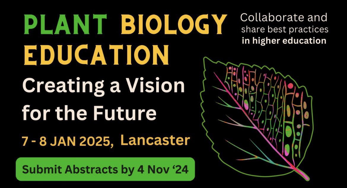 Really excited to announce registration and abstract submission for this meeting is open! Join us January 7-8, 2025 in Lancaster for "Plant Biology Education: Shaping the Future." Register now: cvent.me/LB9K1D