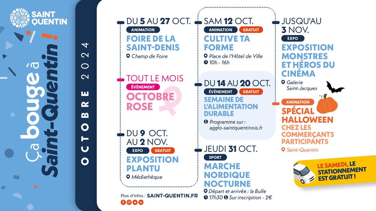 Ça bouge à Saint-Quentin !📅

Découvrez l’agenda des activités pour ce mois d'octobre👇