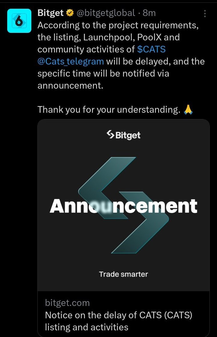 IkandeJr's tweet image. From #bitgetglobal 
Your $cats is safe and you&apos;ll be communicated soon