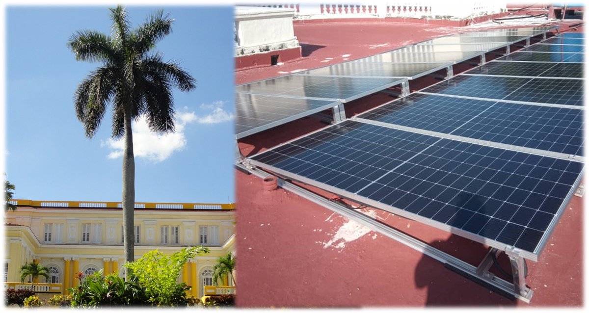 Paneles solares fotovoltaicos instalados en la Empresa de Tabaco Torcido El Laguito, que de conjunto con la renovación de las luminarias en la Galera forman parte del Programa de Desarrollo de la fábrica.