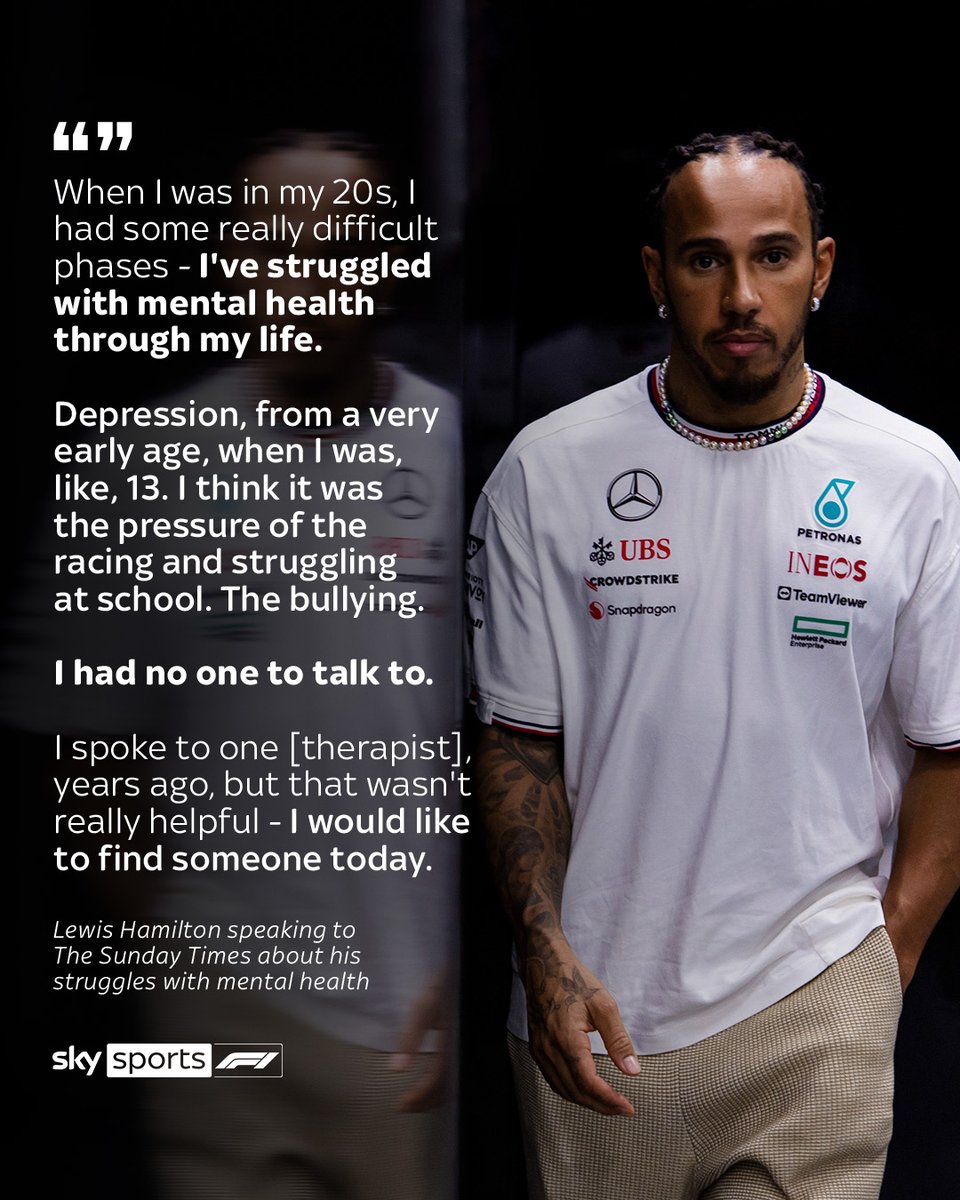 SkySportsF1's tweet photo. Lewis opening up about his struggles with mental health 💬 https://t.co/MVFZGdkebZ