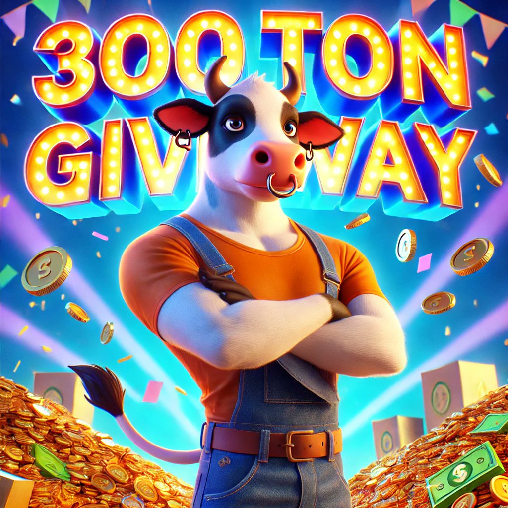 🚨 300 TON Giveaway! 🚨
👥Referral Frenzy - October Edition🎁💥

We're giving away TON tokens! 💰🐮 Check out our mascot, the Cow-headed TON warrior 🐄💪, leading the charge to the future of crypto! 🚀

How to enter:
1️⃣Refer at least 5 friends &amp; comment your Telegram