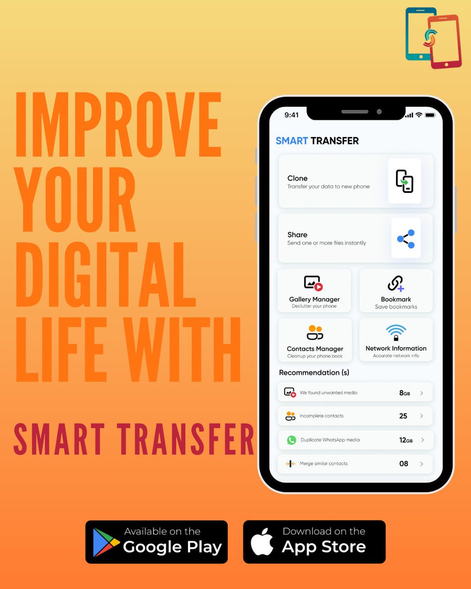 USSmartTransfer's tweet image. Got a messy phone? 📱 We’ve all been there! But with Smart Transfer, you can clean it up and transfer your data in a snap. 
Make your digital life easier—give it a try! 😉
📲 smarttransferapp.com
#smarttransfer #dataspeedtestapp #bestdatasharingapp #datatransfer #sharedata