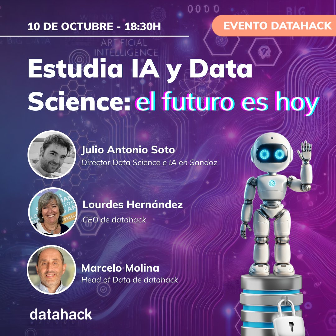 datahack_'s tweet photo. 🚨 ¡𝗡𝗨𝗘𝗩𝗢 𝗗𝗔𝗧𝗔𝗘𝗩𝗘𝗡𝗧𝗢!  Volvemos con más fuerza que nunca💥

🤖 ¿Te interesa la IA, Ciencia de Datos y Big Data? ¡datahack tiene algo para ti!

🔗 ¡Inscríbete ya! 👉 https://t.co/FkOQUmU00g https://t.co/1rjHWjBhXW