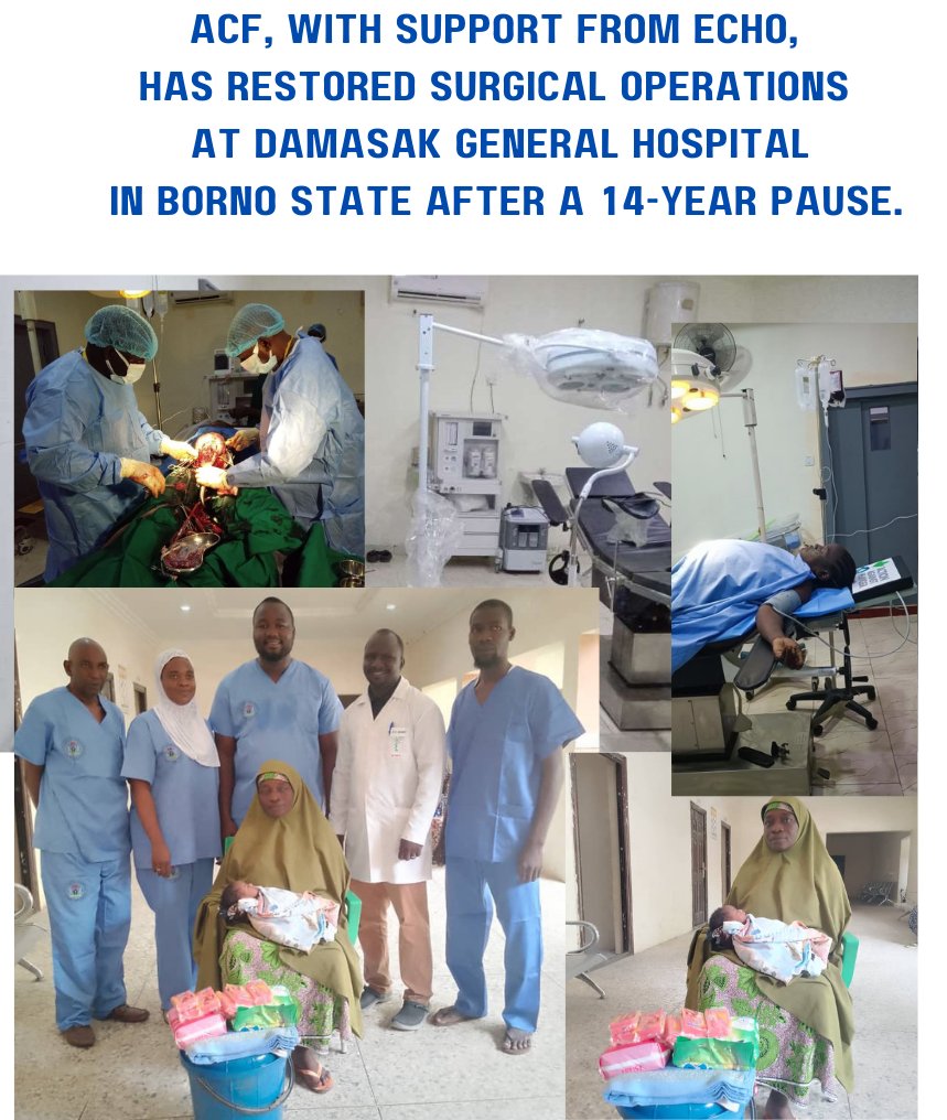 ACF Nigeria, with funding from <a href="/eu_echo/">EU Civil Protection & Humanitarian Aid 🇪🇺</a>, renovated &amp; equipped Damasak Theatre, restoring surgical care access in Damasak, Borno State! In partnership with @BornoHMB, we're strengthening healthcare systems &amp; reducing mortality rates. #HealthcareAccess #Partnership #ACF #Nigeria