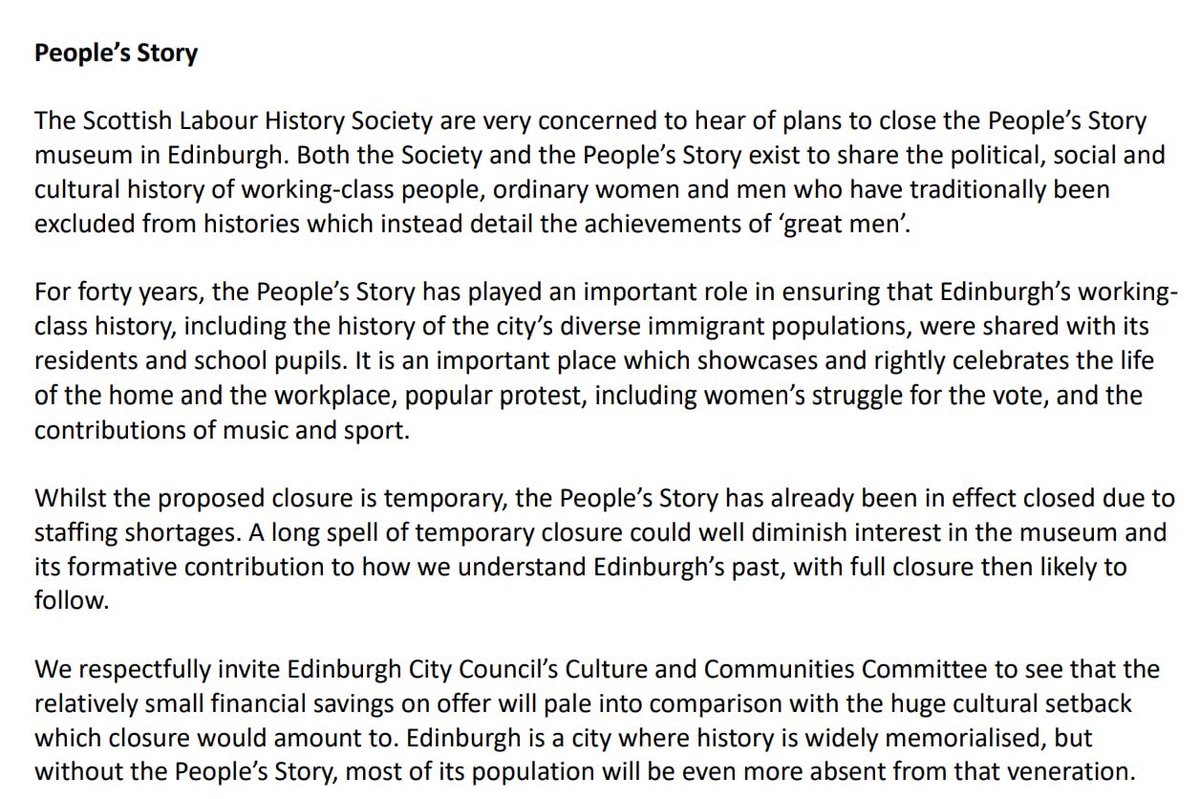 For 40 years, the People’s Story has shared Edinburgh’s rich diverse working-class history with its residents and school pupils. The Scottish Labour History Society is alarmed to hear <a href="/Edinburgh_CC/">The City of Edinburgh Council</a>’s Culture and Communities Committee will vote on its closure this week. Pls share.