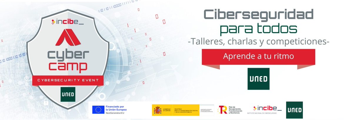 En <a href="/UNED/">UNED</a> <a href="/ETSIIUNED/">ETSI Informática UNED</a>  organizamos la charla "ENS Y CCN COMO REFERENTES PARA LA CIBERSEGURIDAD EN ESPAÑA”, dentro de la iniciativa #CyberCampUNED (<a href="/INCIBE/">INCIBE</a>)
📅10-oct y 13-nov
🎤Híbrido
💶Gratis con registro. #PlanDeRecuperación
extension.uned.es/actividad/3953…