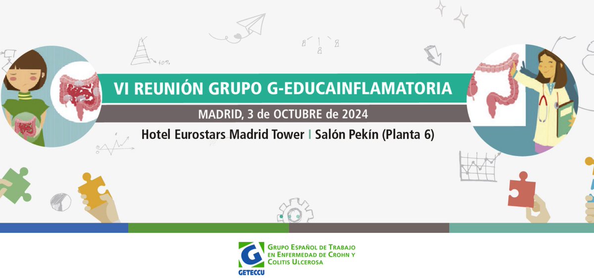 GETECCU (@geteccu) on Twitter photo 🌟 No te pierdas la VI Reunión del Grupo <a href="/EntrenaEII/">G-EducaInflamatoria</a> este 3 de octubre en el hotel Eurostars de Madrid, con las últimas novedades en salud inflamatoria y #gastroenterología orientada a pacientes.
Un evento clave para profesionales apasionados por la educación sanitaria. 🌟 No te pierdas la VI Reunión del Grupo <a href="/EntrenaEII/">G-EducaInflamatoria</a> este 3 de octubre en el hotel Eurostars de Madrid, con las últimas novedades en salud inflamatoria y #gastroenterología orientada a pacientes.
Un evento clave para profesionales apasionados por la educación sanitaria.