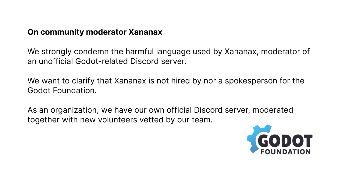 From the Godot Foundation board: