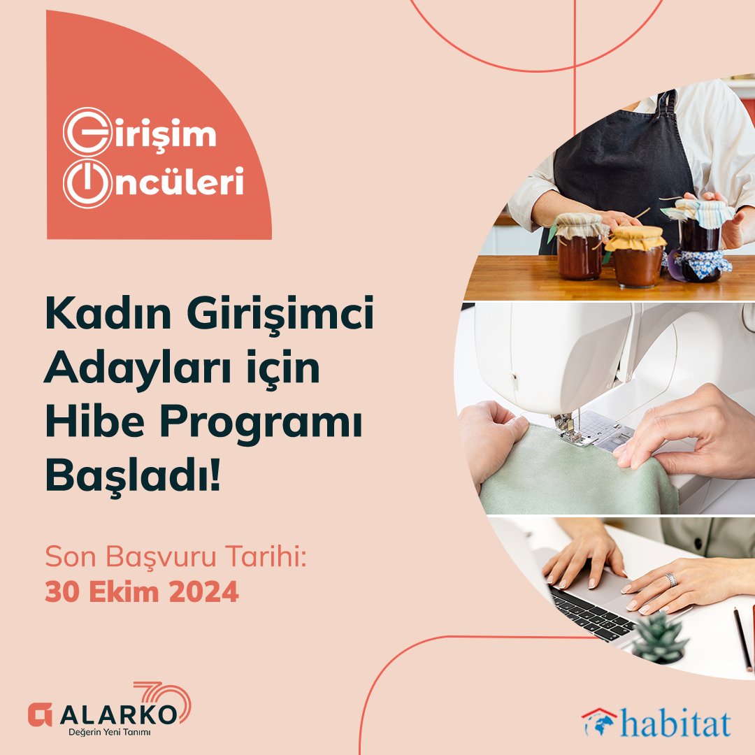 📣Alarko Holding ortaklığında yürüttüğümüz Girişim Öncüleri Projesi kapsamında Kadın Girişimci Adayları için Hibe Programı başvuruları başladı! 

Başvuru sonrası ön elemeden geçen 20 girişimci kadın, mentörlük programına dahil edilecektir. Mentörlük desteği alan kadınlardan final