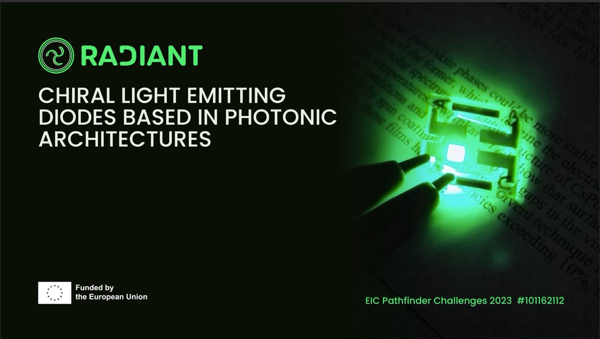 Lakshminarayana Polavarapu (@polavarapu_lab) on Twitter photo We are proud to announce that we are part of RADIANT, a cutting-edge project developing high-performing chiral LEDs, under the EIC Pathfinder Challenge 2023. <a href="/EUeic/">European Innovation Council</a> <a href="/EU_EISMEA/">EISMEA</a> #EUeic #EICPathfinder
<a href="/icmabCSIC/">icmabCSIC</a> <a href="/uvigo/">Universidade de Vigo</a> <a href="/lunduniversity/">Lund University</a> <a href="/UV_EG/">Universitat ValĆØncia</a>
<a href="/UJIuniversitat/">Universitat Jaume I</a>
<a href="/IITalk/">IIT</a>
<a href="/ZirkaInnotech/">Zirka InnoTech</a> We are proud to announce that we are part of RADIANT, a cutting-edge project developing high-performing chiral LEDs, under the EIC Pathfinder Challenge 2023. <a href="/EUeic/">European Innovation Council</a> <a href="/EU_EISMEA/">EISMEA</a> #EUeic #EICPathfinder
<a href="/icmabCSIC/">icmabCSIC</a> <a href="/uvigo/">Universidade de Vigo</a> <a href="/lunduniversity/">Lund University</a> <a href="/UV_EG/">Universitat ValĆØncia</a>
<a href="/UJIuniversitat/">Universitat Jaume I</a>
<a href="/IITalk/">IIT</a>
<a href="/ZirkaInnotech/">Zirka InnoTech</a>