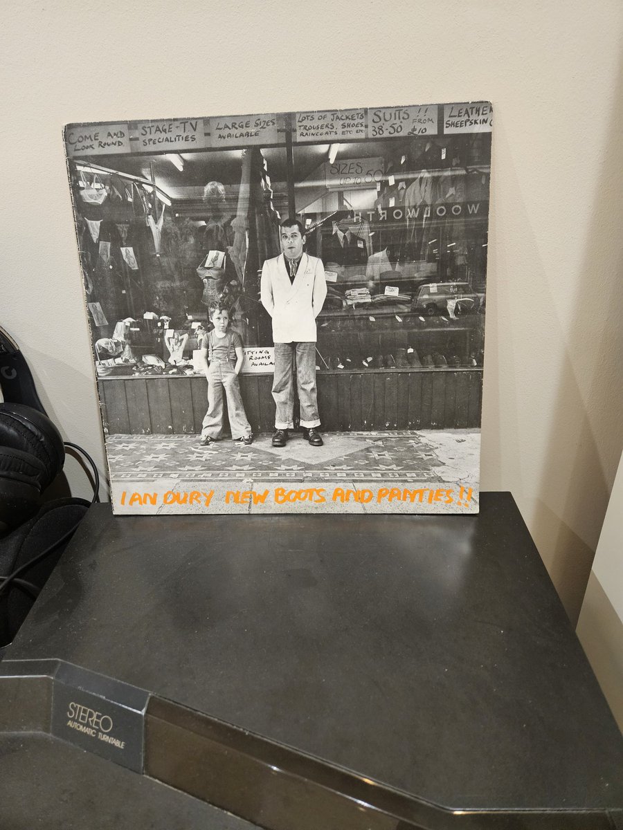One of my favourite albums on today's #vinylbirthday. The 1977 release by Ian Dury "New Boots and Panties" is one of my most played. First 2 tracks "Wake Up..." &amp; the single "Sweet Gene Vincent" make for a perfect start. Didn't know the boy in the picture is Baxter, Ian's son