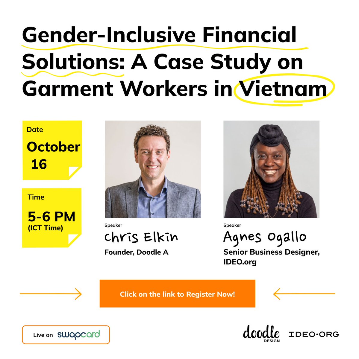 We are speaking at FIW on our Garments Workers Case Study. Join Chris Elkin, founder Doodle Design and Agnes Ogallo, Senior Business Designer at <a href="/IDEOorg/">IDEO.org</a> 

Register here: centerforfinancialinclusion.org/convenings/fin…