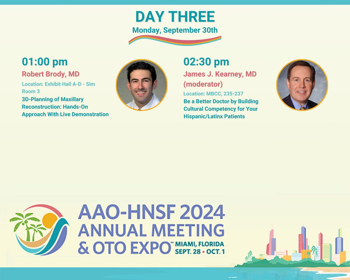 Penn_ENT's tweet photo. It's day number 3οΈβ£ of the 2024 @AAOHNS Annual Meeting and OTO EXPO! Check the schedule for our faculty presenting today. ππ΄
#OTOMTG24 #IamOTO #ENT #Academy #OTOEXPO https://t.co/n9fBajJWmC