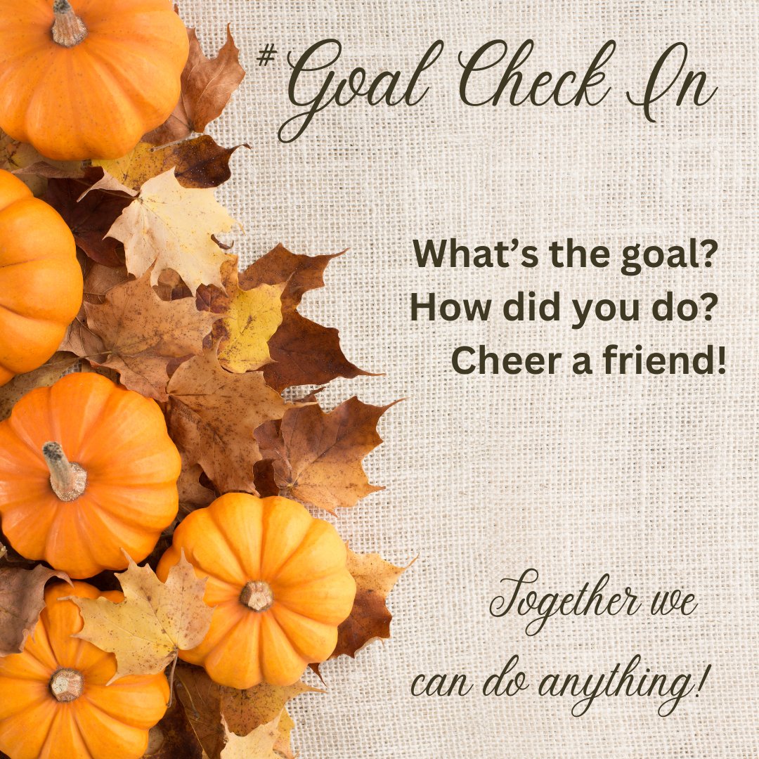 TCWestminster's tweet photo. Welcome to October #GoalCheckIn friends!
What's the goal? How did it go? Cheer someone on!
We can do this together!
#WritingCommunity #Goals https://t.co/lYS6Dq5Amw