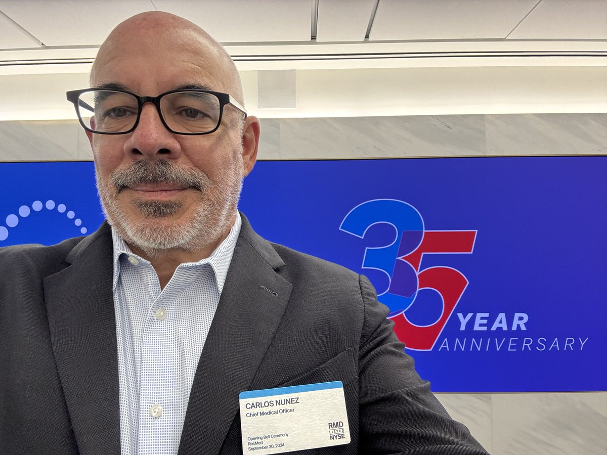 CNunezMD's tweet photo. I’m here at the @NYSE with the amazing team from @ResMed to ring the bell and open the trading day, on our 35th anniversary as a company, 25th anniversary listed on the NYSE! https://t.co/fyxE1BunxJ