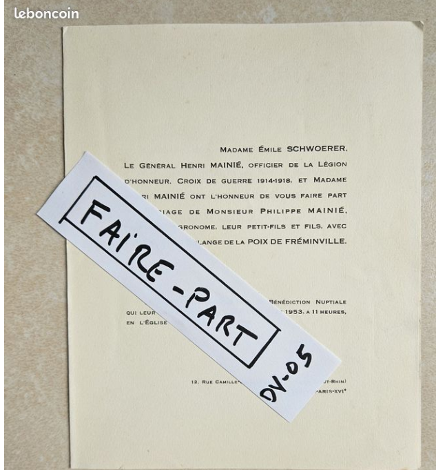 CremelNadege's tweet photo. #genealogie #fairepart Je cherche je cherche... et je trouve le faire-part de mariage de cousins en vente à 15 €. 🙃
Bon il est aussi sur Généanet, donc bon... https://t.co/sXJLSwyr4D