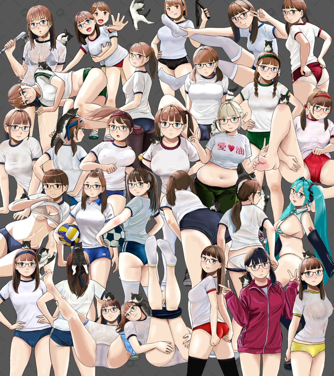 ～～#今月描いた絵を晒そう 
9月のイラストまとめたらごちゃごちゃブルマになった～😱
ありがとうございました～～～🙏 