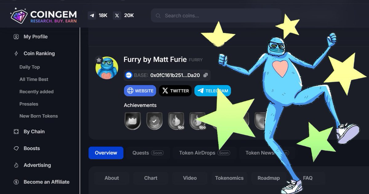 $FURRY has just been listed on Coingem!

coingem.com/token/0x0fC161…