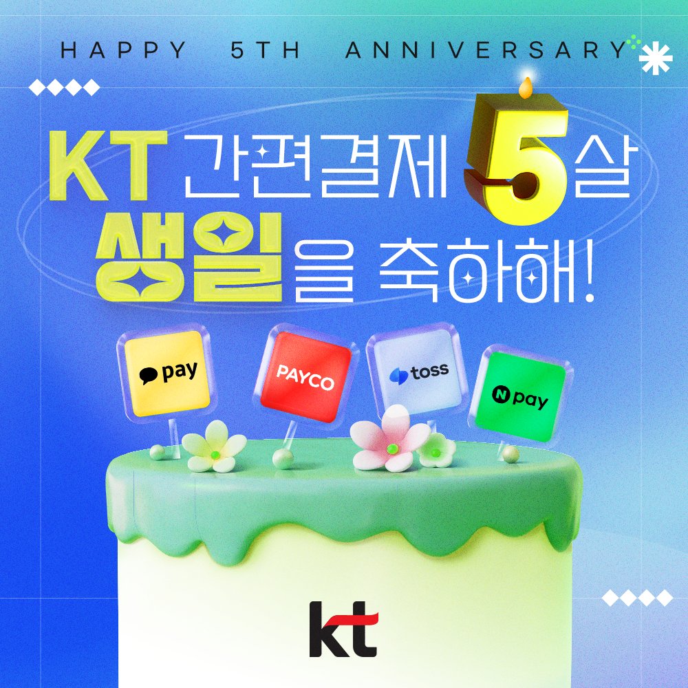 laycho613's tweet photo. KT 간편결제 5주년 축하해요!
KT 간편결제! 멋진 활약 너무너무 기대되고 많은 사랑받길 응원합니다.  
#KT간편결제 #KT간편결제5주년 #KT요금납부는간편결제로 https://t.co/iG42CvsDs1