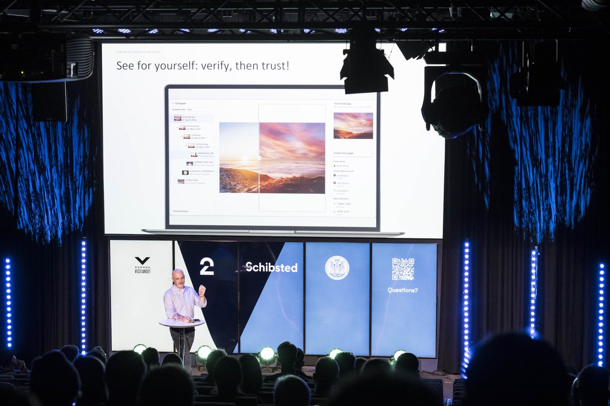 andyparsons's tweet image. I had the honor of presenting at the wonderful #FutureWeek from @MediaCityBergen . I spoke on trust in news, the extraordinary @C2PA_org, and the future of Content Credentials. Best of all were the hallway conversations, the sign of a great convening (in a very beautiful place)!