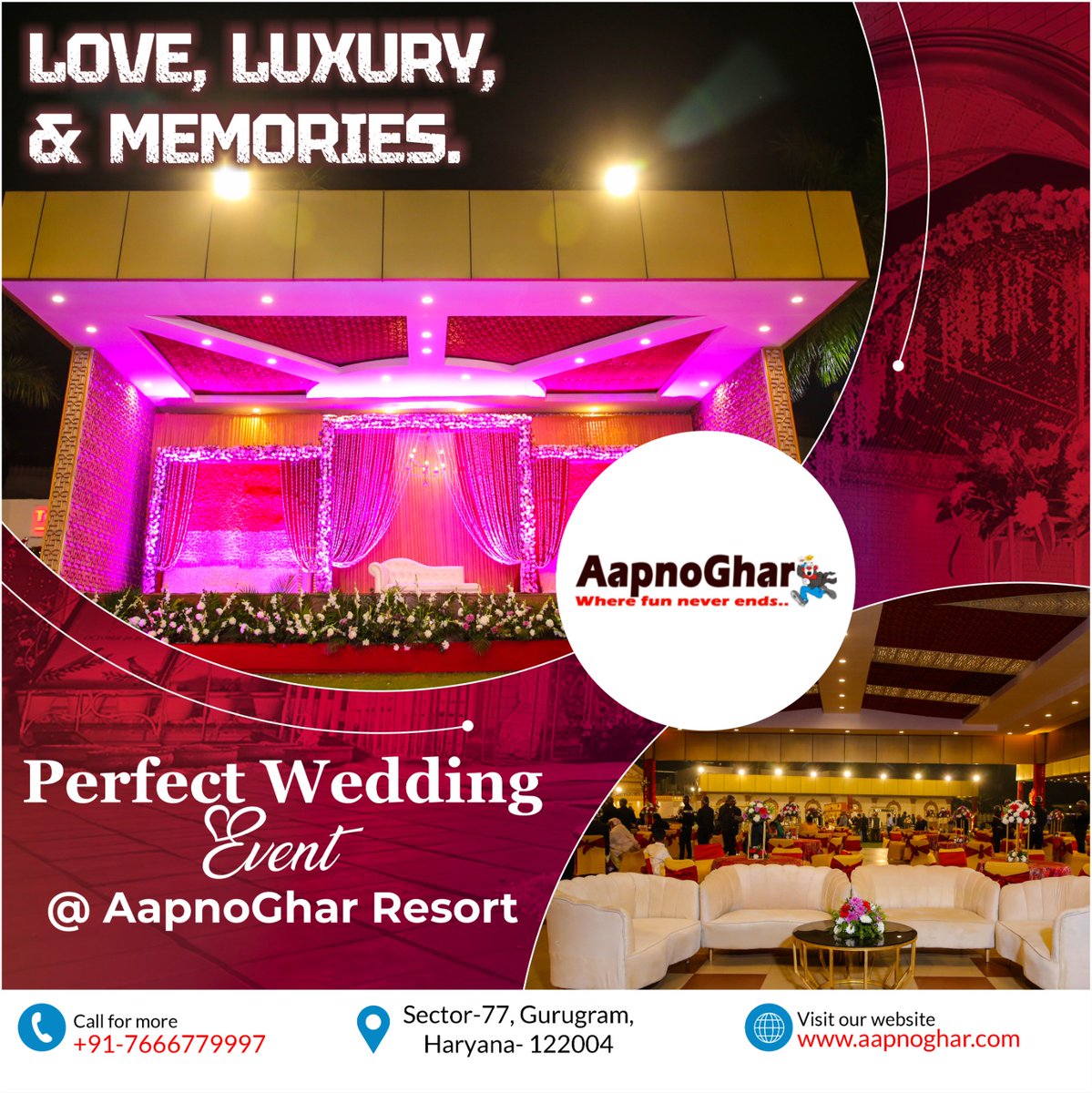 Let #aapnoghar #resort be the backdrop to your #love story. Our stunning location and impeccable service and #luxury ameities will make your #wedding memorable.
🌐aapnoghar.com📲7666779997
#Indian #explore #love #luxury #bride #Delhi #venue #fashion #Trending #Gurgaon