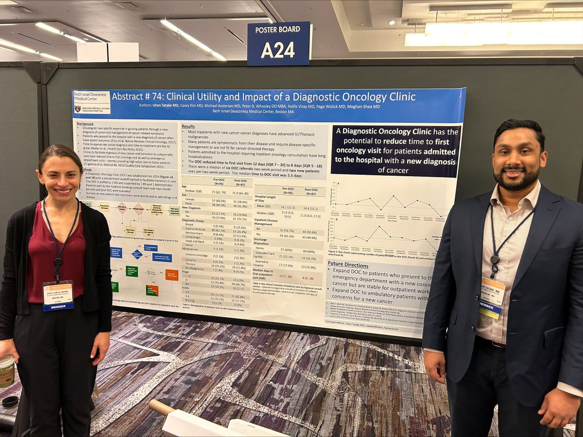 ⭐️<a href="/ishtatMD/">Ishan Tatake, MD</a> <a href="/BIDMC_HOFellows/">BIDMC Hematology/Oncology Fellowship</a> shares findings on how a diagnostic oncology clinic improves patient outcomes, including the potential for faster handoffs to a first oncology visit for patients admitted to the hospital with a new cancer diagnosis. #ASCOQLTY24