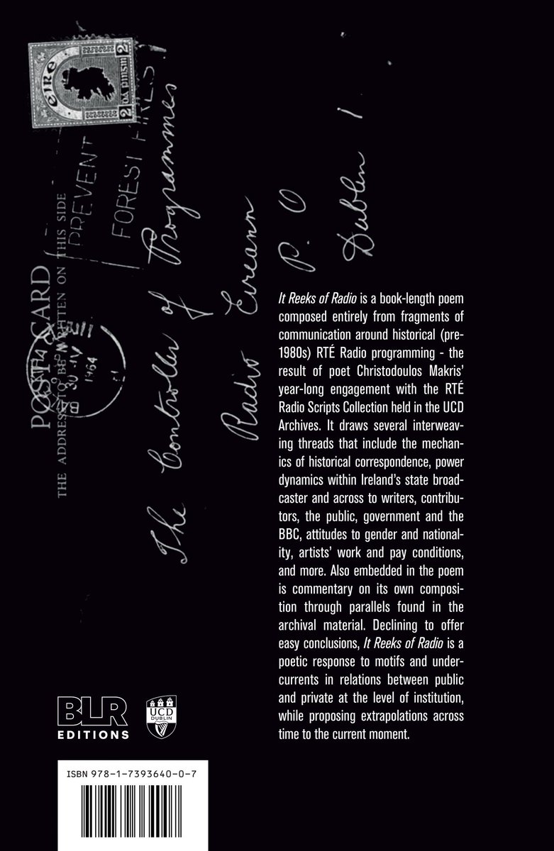 Christodoulos Makris (@c_makris) on Twitter photo A year since publication of my most recent book IT REEKS OF RADIO (BLR Editions - book design @dvddnh). Available directly from <a href="/MoLI_Museum/">MoLI – Museum of Literature Ireland</a> shop. Also from <a href="/ucddublin/">University College Dublin</a> campus bookshop, <a href="/BooksUpstairs/">Books Upstairs</a> and <a href="/TLP_says/">The Library Project</a> (another restock on the way)! A year since publication of my most recent book IT REEKS OF RADIO (BLR Editions - book design @dvddnh). Available directly from <a href="/MoLI_Museum/">MoLI – Museum of Literature Ireland</a> shop. Also from <a href="/ucddublin/">University College Dublin</a> campus bookshop, <a href="/BooksUpstairs/">Books Upstairs</a> and <a href="/TLP_says/">The Library Project</a> (another restock on the way)!