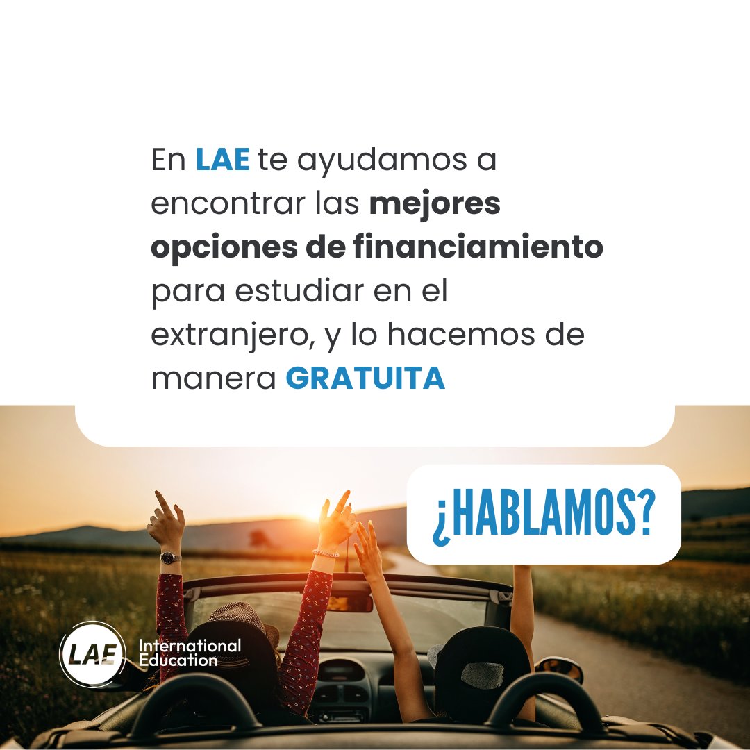En LAE te ayudamos a encontrar las mejores opciones de financiamiento para que cumplas tu sueño de estudiar en el extranjero, ¡y lo mejor de todo es que lo hacemos de manera GRATUITA! 🙌