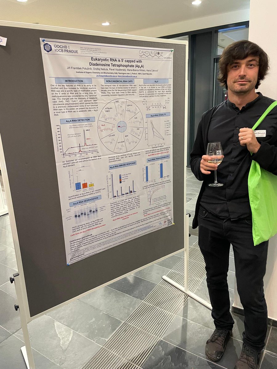 CahovaB's tweet photo. Two of our members also attended the @ItsRMaP1 conference on RNA modifications @imbmainz last week. Thank you to the organizers @AttheHelm3 and @koenig_lab for an amazing event! And congratulation to @Potuza for winning the @embojournal poster prize!!! #RNA #AP4A @rna4t_opjak https://t.co/6NpowrrVwZ