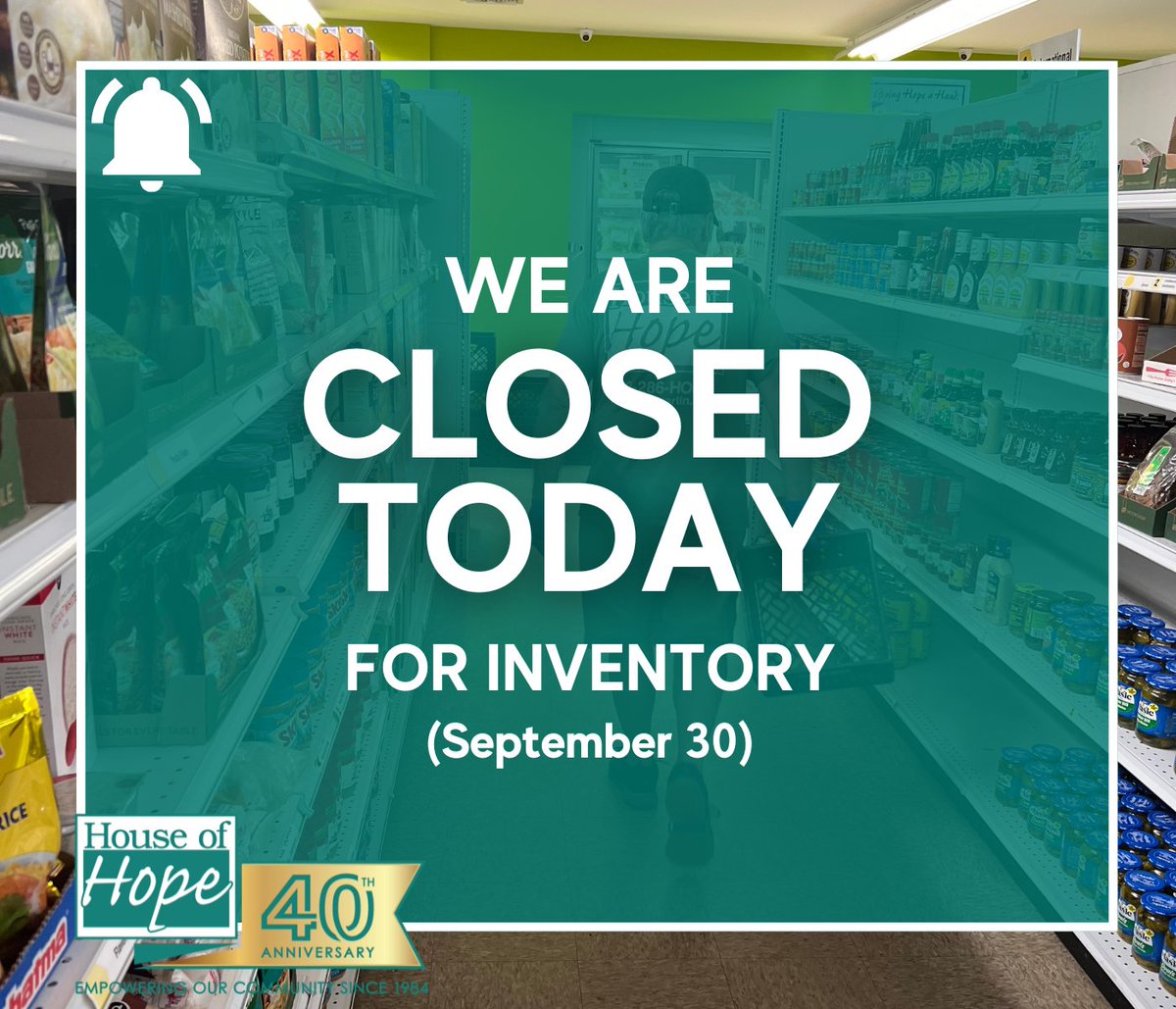 Please note that all House of Hope locations, except for the Golden Gate &amp; KinDoo Family Center for Enrichment, will be closed today, Monday, 9/30, for scheduled inventory. We will be back to our regular hours tomorrow.
Visit hohmartin.org/locations for more information
