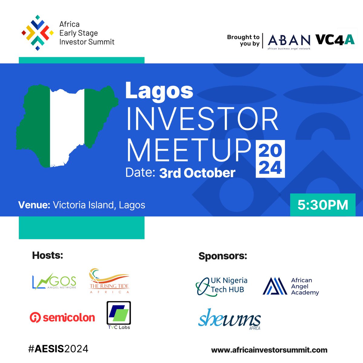 Africa Early Stage Investor Summit (@aesis_summit) on Twitter photo 📢This week, we are hosting 4 Investor Meetups!
1️⃣ Kampala; hosted by <a href="/KAINUganda/">Kampala Angels</a>
2️⃣ Johannesburg; hosted Jozi Angels
3️⃣ Lagos; hosted by <a href="/EkoNetwork/">Lagos Angel Network</a>, <a href="/RisinTideAfrica/">RisingTideAfrica</a>, <a href="/TechnoVisionCom/">TVCLabs</a> & <a href="/semicolonafrica/">Semicolon</a>
4⃣Port Harcourt; hosted by <a href="/sseangels/">SSE Angel Network</a>
Details👉bit.ly/4cWfQ7f 📢This week, we are hosting 4 Investor Meetups!
1️⃣ Kampala; hosted by <a href="/KAINUganda/">Kampala Angels</a>
2️⃣ Johannesburg; hosted Jozi Angels
3️⃣ Lagos; hosted by <a href="/EkoNetwork/">Lagos Angel Network</a>, <a href="/RisinTideAfrica/">RisingTideAfrica</a>, <a href="/TechnoVisionCom/">TVCLabs</a> & <a href="/semicolonafrica/">Semicolon</a>
4⃣Port Harcourt; hosted by <a href="/sseangels/">SSE Angel Network</a>
Details👉bit.ly/4cWfQ7f