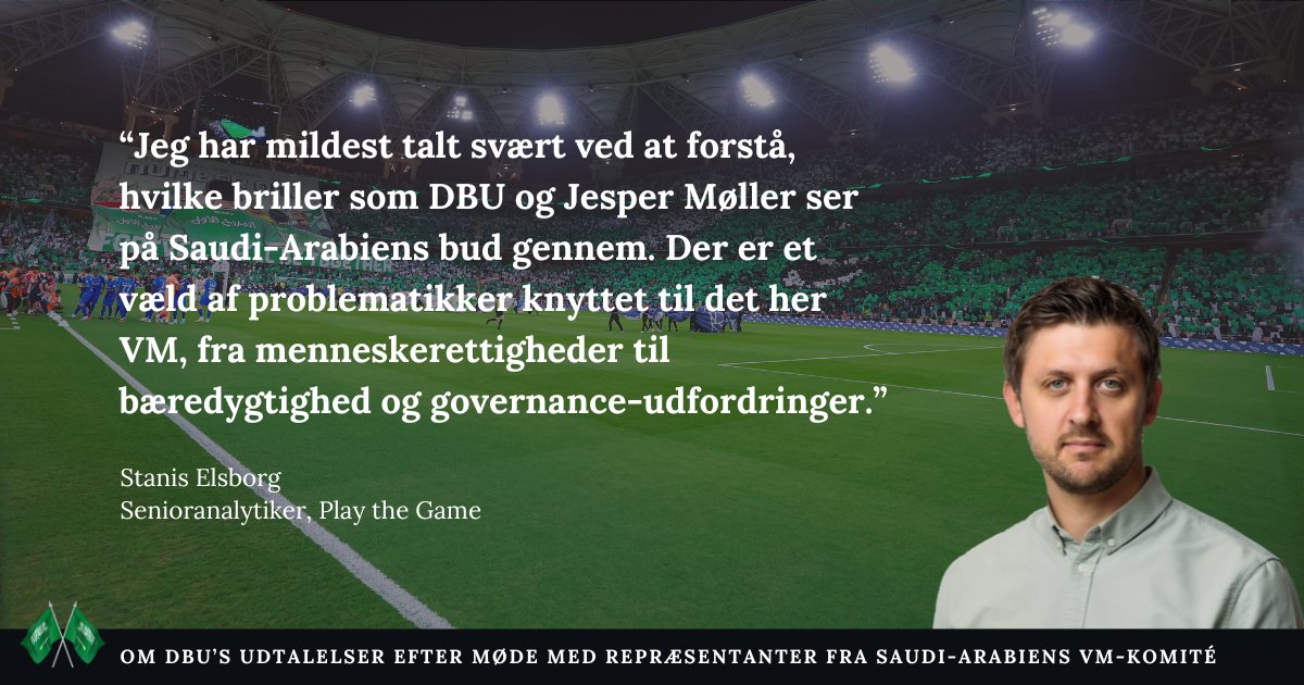 "𝙑𝙞 𝙝𝙖𝙧 𝙞𝙠𝙠𝙚 𝙙𝙚 𝙨𝙩𝙤𝙧𝙚 𝙗𝙚𝙠𝙮𝙢𝙧𝙞𝙣𝙜𝙚𝙧."

Sådan sagde <a href="/DBUfodbold/">DBU - En Del Af Noget Større</a>'s formand Jesper Møller om Saudi-Arabiens VM-bud og evne til at afholde et VM⚽

Det har <a href="/StanisElsborg/">Stanis Elsborg</a> kommenteret på i en artikel i <a href="/tipsbladet/">tipsbladet.dk</a>🗣👇

tipsbladet.dk/nyhed/generell…