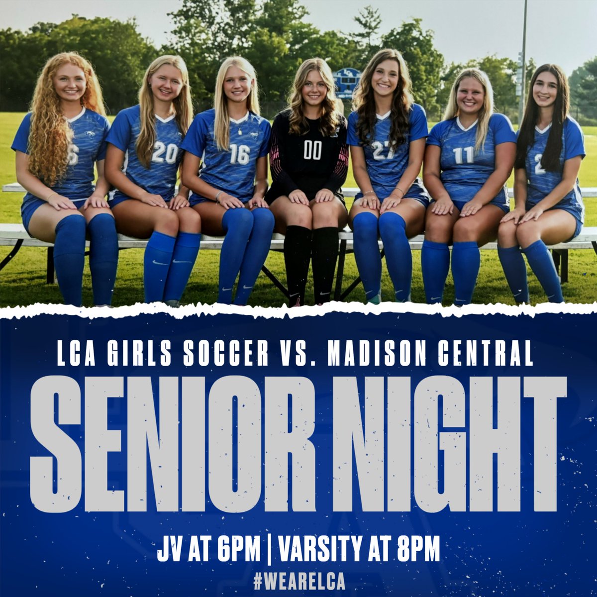 LCAathletics's tweet photo. It's SENIOR NIGHT for @LCAWsoccer! Join us as we celebrate our seven seniors prior to the varsity game. #WeAreLCA https://t.co/dkf7vxjCSf