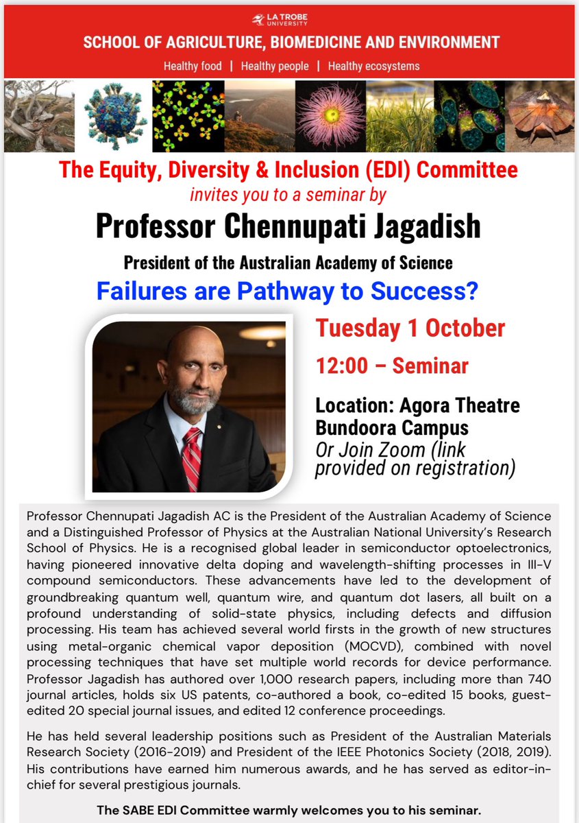 Thiruma V Arumugam (@garriearumugam) on Twitter photo Join us tomorrow at noon for an insightful talk by Prof. Jagadish, President of the Australian Academy of Science. Don't miss this opportunity!@SABE_latrobe <a href="/LIMSLTU/">La Trobe Institute for Molecular Science</a> <a href="/MAPP_latrobe/">Microbiology, Anatomy, Physiology and Pharmacology</a> Join us tomorrow at noon for an insightful talk by Prof. Jagadish, President of the Australian Academy of Science. Don't miss this opportunity!@SABE_latrobe <a href="/LIMSLTU/">La Trobe Institute for Molecular Science</a> <a href="/MAPP_latrobe/">Microbiology, Anatomy, Physiology and Pharmacology</a>