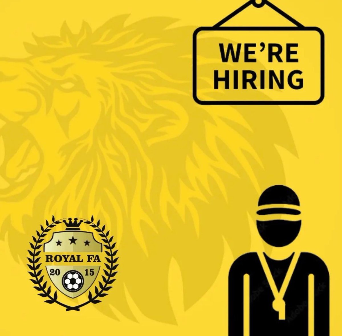 RoyalFootballCl's tweet photo. The Royal Football Academy is looking for a Head Coach.
Only qualified applicants, who have previous experience coaching football at a high level, will be considered.
Our teams train every ( Wednesday, Friday and Saturday )
from ( 3pm-6pm ).
Games are mostly played on Sundays. https://t.co/H4xe8TaztG