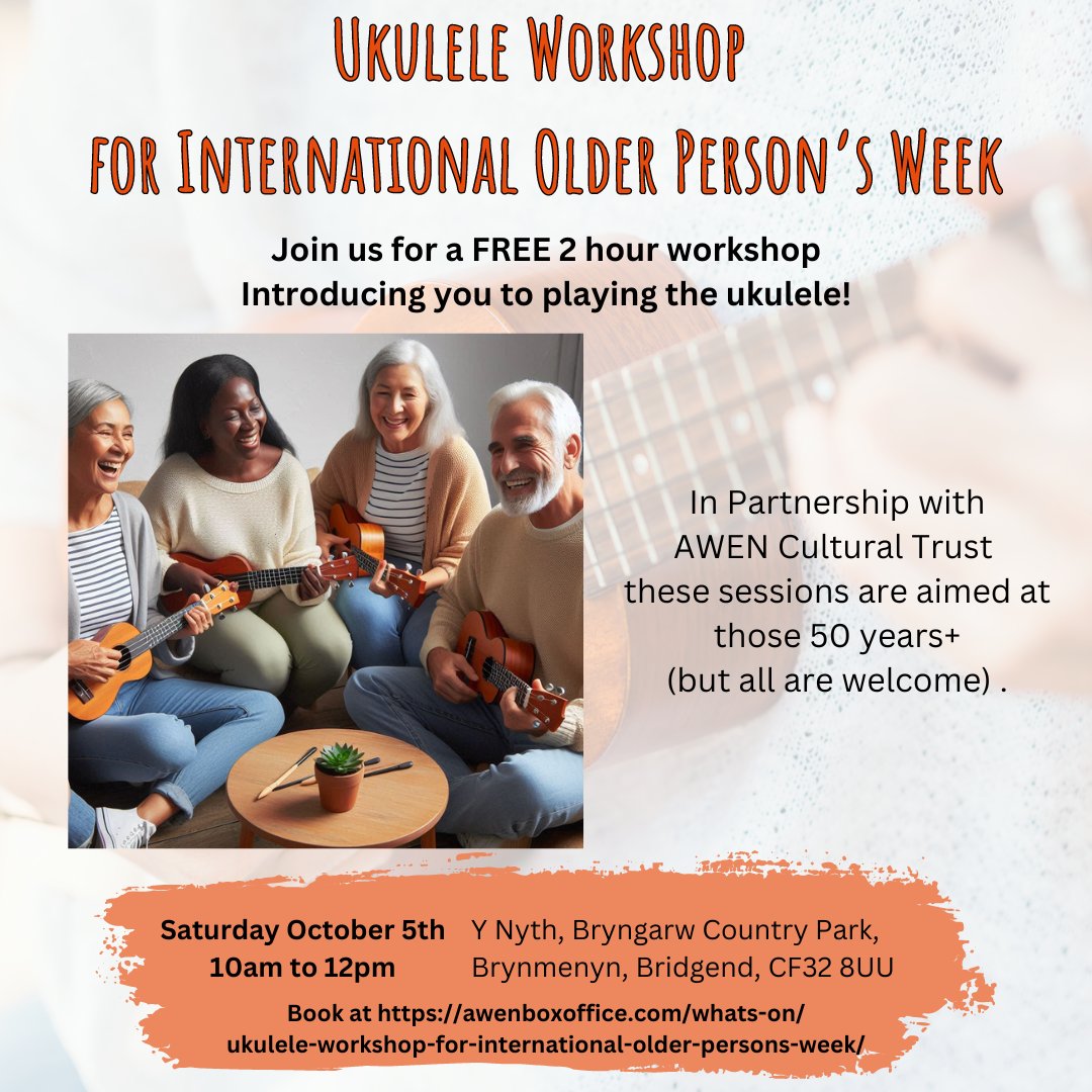 📷 Join us for a FREE Ukulele Workshop in celebration of International Older Person’s Week! 📷
Whether you're a complete beginner or just looking to strum a few chords, this 2-hour session is perfect for anyone aged 50 and above (but everyone is welcome!).  #ukulele #workshop