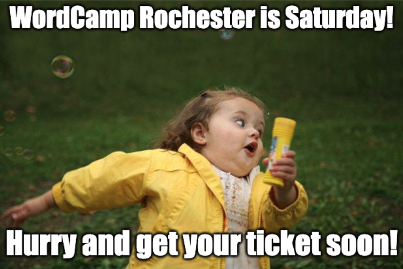 Happy Monday everyone! WordCamp Rochester 2024 is happening this Saturday. Hurry and get your ticket soon!

rochester.wordcamp.org/2024/tickets/

#wordpress #wordcamp #wordpresscommunity #webdevelopment #webdesign #wcroc