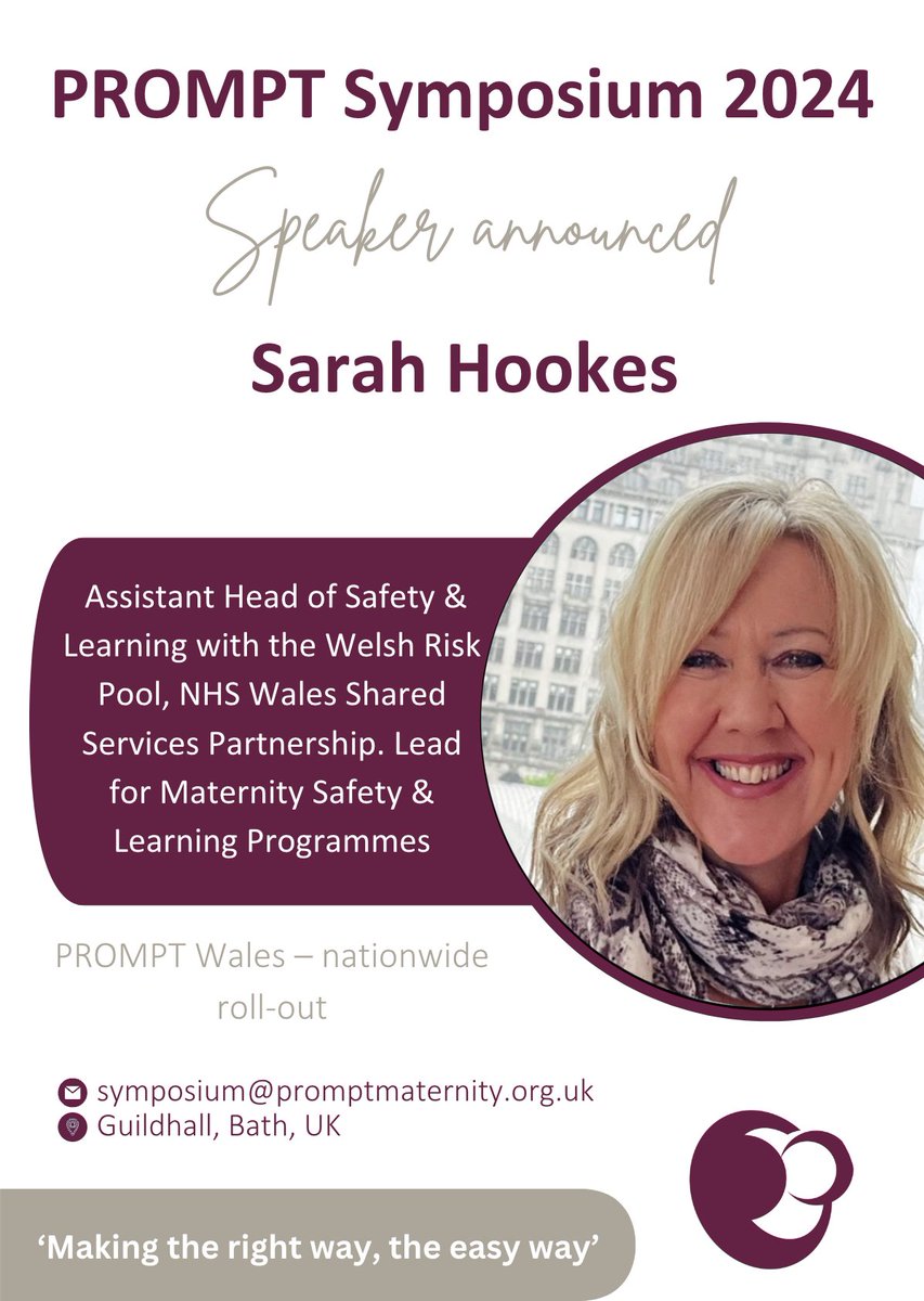 📣 New Speaker Announcement! 📣

We are delighted to welcome <a href="/sarah_hookes/">Sarah Hookes 💙</a> to our Symposium in November. Sarah will be sharing her experiences from the nationwide roll-out of <a href="/PromptWales/">PROMPT Wales</a> and the successes of this.
🧵1/2
#PROMPTSymposium2024
#PROMPTWales