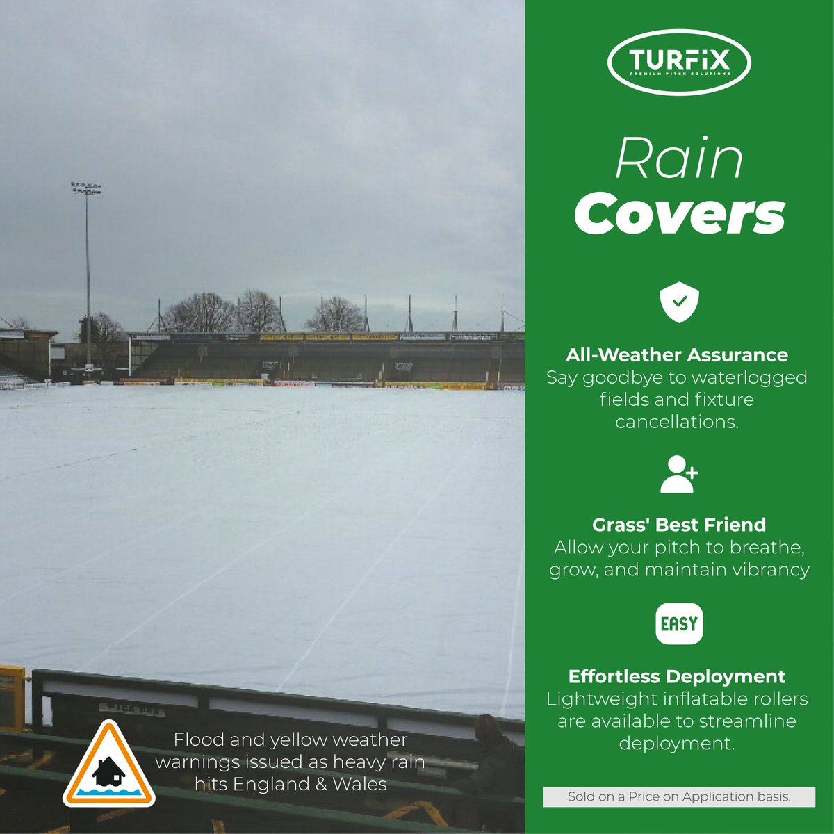 Flood warnings are in effect across England and Wales. Safeguard your pitches and prevent postponements with <a href="/Tildenet_Sports/">Tildenet Sport</a> Rain Covers ⛈️

✅ All-Weather Assurance
✅ Grass' Best Friend
✅ Effortless Deployment

#TurfProtection #Tildenet