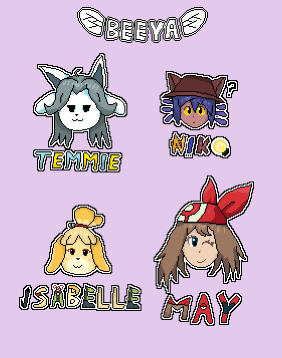 beeya220's tweet photo. Sillyheads 2/7
Temmie, Niko, Isabelle and May

#pixelart #Temmie #undertaleFanart #OneshotFanArt  #OneshotGame #Niko #May #Pokemon https://t.co/gdaqUltYM8