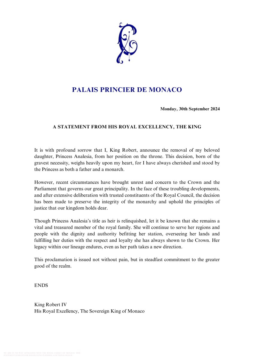 ͏
͏ ͏
͏ ͏
͏ ͏
His Royal Excellency has issued a statement today, 30th September 2024. Read more:
͏ ͏͏ ͏
͏ ͏
͏ ͏
͏ ͏